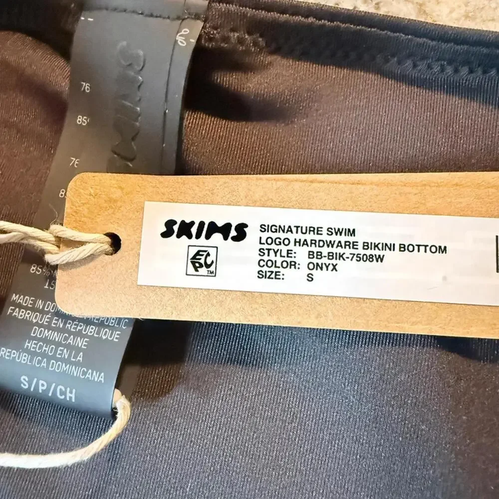 SKIMS Swim Logo Hardware Bikini Bottom Onyx Black Size S / US 4–6 NWT Rare